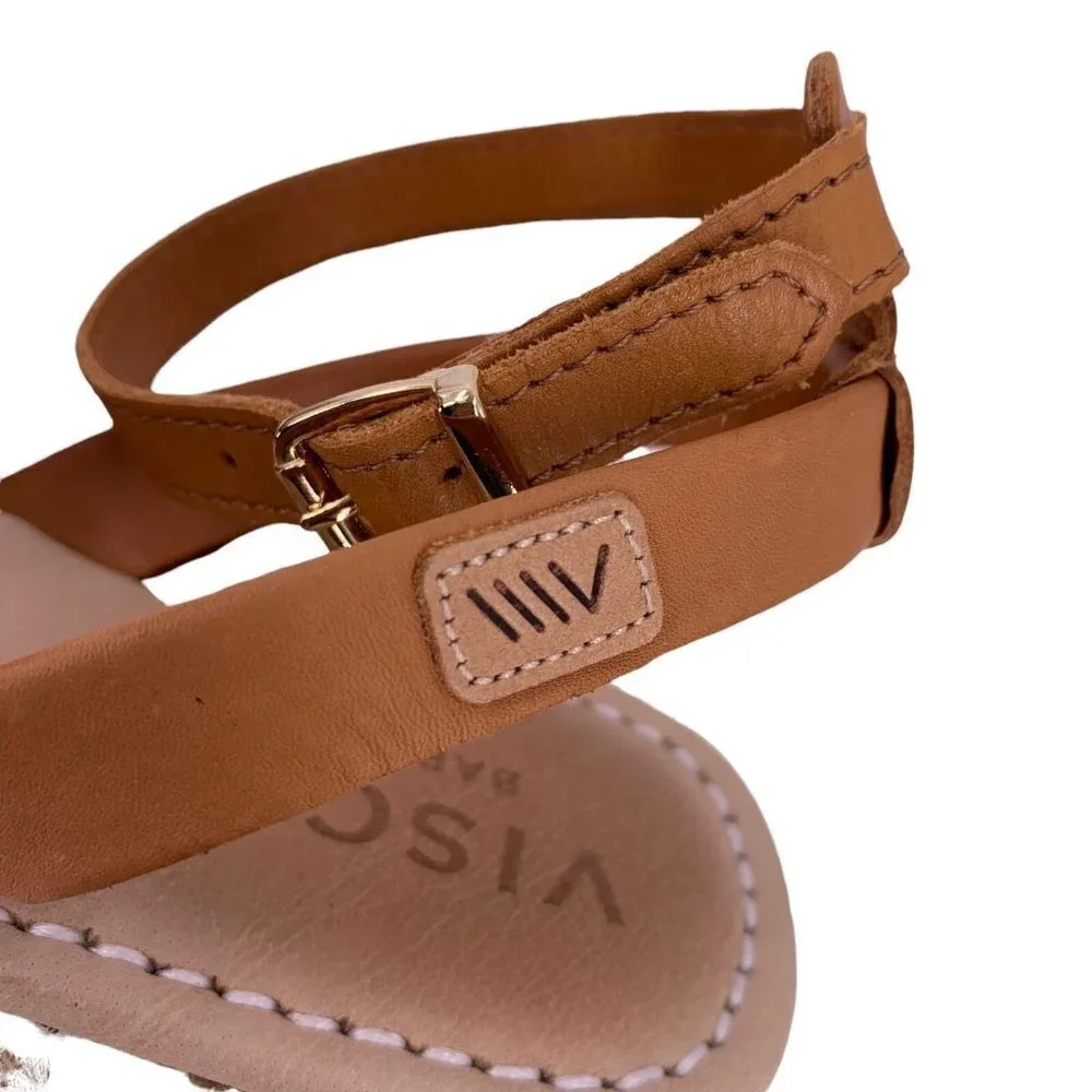 VISCATA BARCELONA Brown & Black Leather Espadrille Sandals Size 35